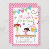 Gymnastische uitnodiging / Gymnastische verjaardag (Voorkant / Achterkant)