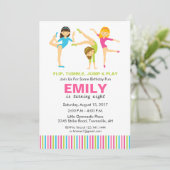 Gymnastische uitnodiging van de Birthday Party (Staand voorkant)