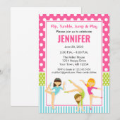 Gymnastische Verjaardag Uitnodiging meisjes feest (Voorkant / Achterkant)