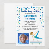 Gymnastische verjaardag uitnodiging voor de jongen (Voorkant / Achterkant)