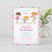 Gymnastische verjaardagsuitnodiging, gymnastische  kaart (Staand voorkant)