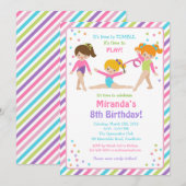 Gymnastische verjaardagsuitnodiging, gymnastische  kaart (Voorkant / Achterkant)