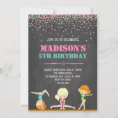 Gymnastische verjaardagsuitnodiging kaart (Voorkant)