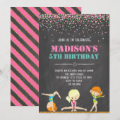 Gymnastische verjaardagsuitnodiging kaart (Voorkant / Achterkant)