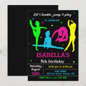 Gymnastische verjaardagsuitnodiging Uitnodiging om (Voorkant / Achterkant)