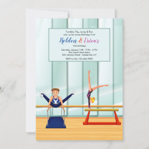 Gymnasts Birthday Party Invitations Kaart