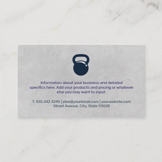 gymuitrusting | Kettle Bell Visitekaartje (Achterkant)