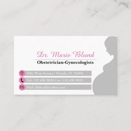Gynaecoloog Obstetricist Professional Pink OBGYN Visitekaartje (Voorkant)