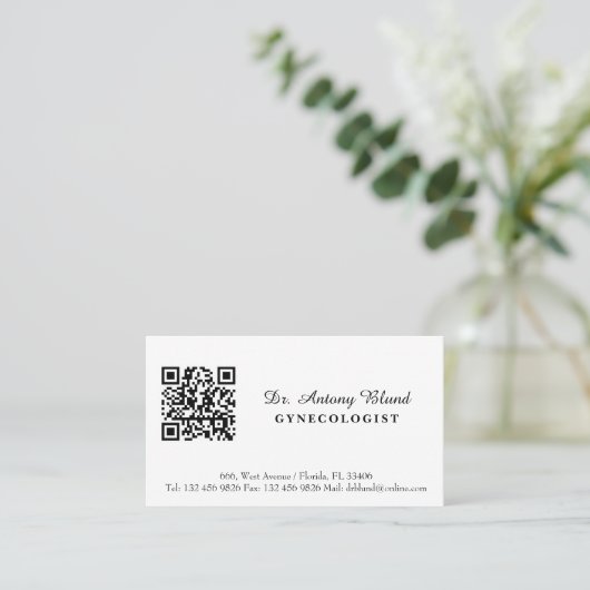 Gynaecoloog Visitekaartje met QR-code (Staand voorkant)