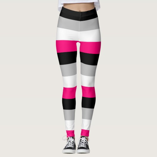 Gynephilia Pride Flag Horizontale Streep Leggings (Voorkant)