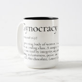 Gynocracy Definition & Feminist Fist Funny Tweekleurige Koffiemok (Voorkant links)
