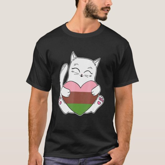 Gynoseksueel Hart Kat Non-binaire Liefde T-shirt (Voorkant)