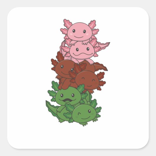 Gynoseksuele vlag Gander Pride Lgbtq Axolotl Pile Vierkante Sticker (Voorkant)