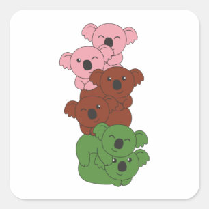 Gynoseksuele vlag Pride Lgbetq Cute Koala Pile Squ Vierkante Sticker