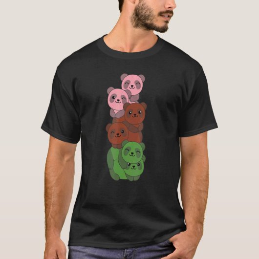 Gynoseksuele Vlaggenstapel Pride LGBTQ Panda's Gyn T-shirt (Voorkant)