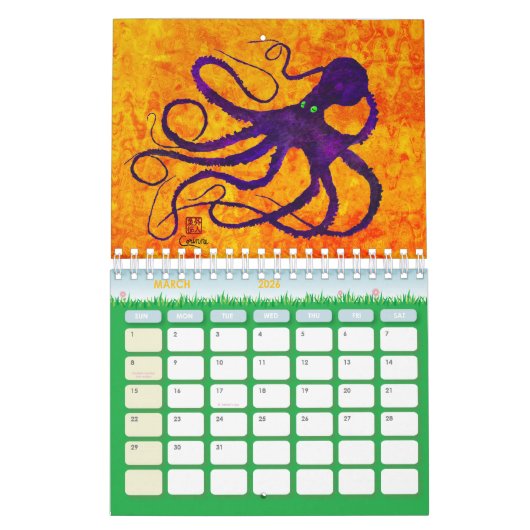 Gyotaku Octopus - Kleine agenda Kalender (Mar 2026)