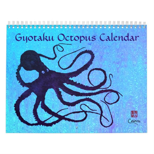 Gyotaku Octopus - Middelgrote agenda Kalender (Hoes)