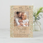 Gypsophila Aquarel Bloem Rustieke & Boho Bruiloft Save The Date (Staand voorkant)