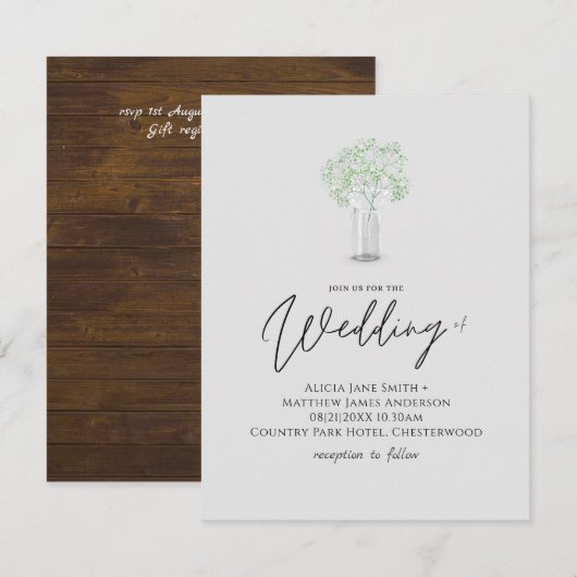 Gypsophila Baby's Breath Eenvoudige Elegante Trouw (Voorkant / Achterkant)