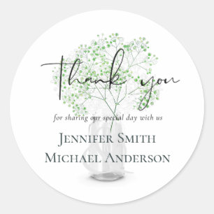 Gypsophila Babys Breath Simple Elegant Wedding Ronde Sticker