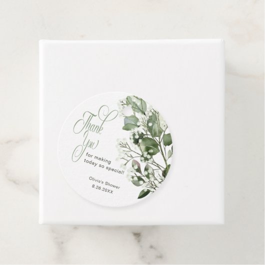 Gypsophila & Eucalyptus Bruidsuitnodiging Bedankje Bedankjes Labels (In situ)