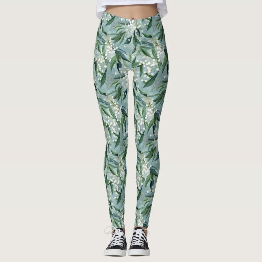 Gypsophila & Eucalyptus Leaf All-Over Print Leggings (Voorkant)