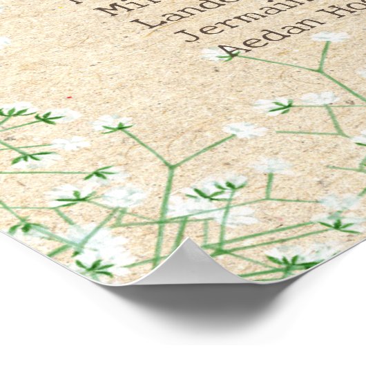 Gypsophila Floral Rustic Wedding Seating Chart Poster (Hoek)