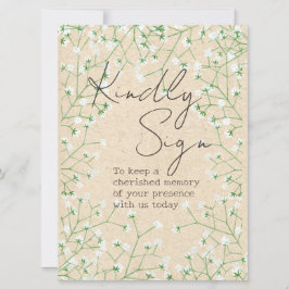 Gypsophila Flowers Rustic Kindly Sign Guest Book Feestdagenkaart