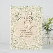Gypsophila Flowers Rustic Kindly Sign Guest Book Feestdagenkaart (Staand voorkant)