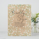 Gypsophila Flowers Rustic Kindly Sign Guest Book Feestdagenkaart (Staand voorkant)