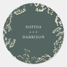 Gypsophila Green Wedding Napkins Ronde Sticker