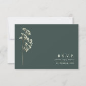 Gypsophila Steel Botanisch Smaragd Huwelijk RSVP Kaartje (Voorkant)