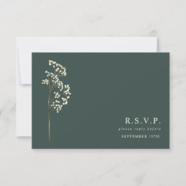 Gypsophila Steel Botanisch Smaragd Huwelijk RSVP Kaartje