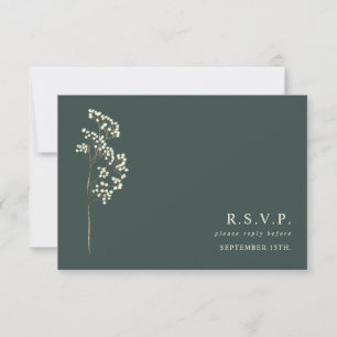 Gypsophila Steel Botanisch Smaragd Huwelijk RSVP Kaartje