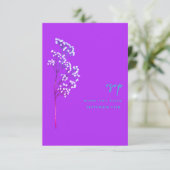 Gypsophila Stem Botanical Neon Paars bruiloft RSVP Kaartje (Staand voorkant)