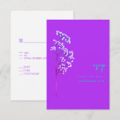 Gypsophila Stem Botanical Neon Paars bruiloft RSVP Kaartje (Voorkant / Achterkant)