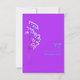 Gypsophila Stem Botanical Neon Paars bruiloft RSVP Kaartje