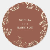 Gypsophila Terracotta Wedding Ronde Sticker (Voorkant)