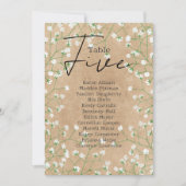 Gypsophila Wedding Table Number Zittingsschaal 5 Kaart (Voorkant)