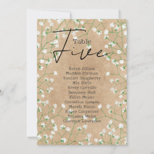 Gypsophila Wedding Table Number Zittingsschaal 5 Kaart