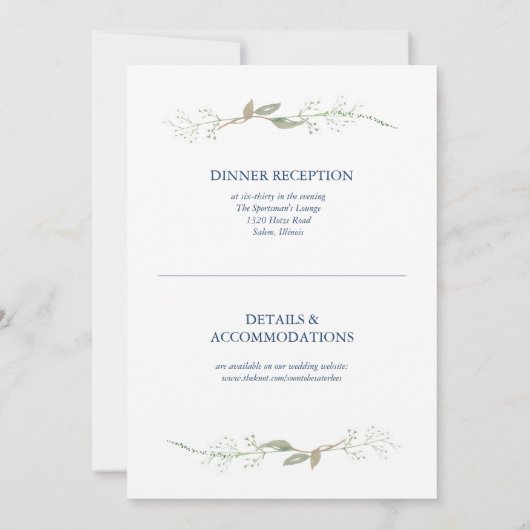 Gypsophila Wreath Wedding Kaart (Achterkant)