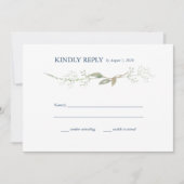 Gypsophila Wreath Wedding RSVP Kaart (Voorkant)