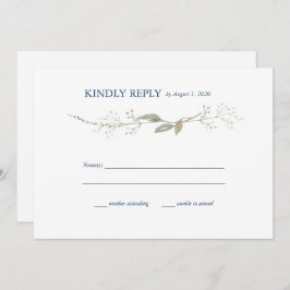 Gypsophila Wreath Wedding RSVP Kaart
