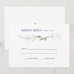 Gypsophila Wreath Wedding RSVP Kaart