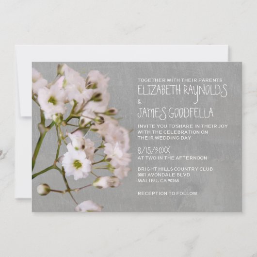 Gypsophilia Wedding Invitations Kaart (Voorkant)