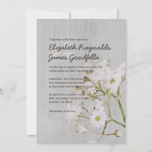  Gypsophilia Wedding Invitations Kaart (Voorkant)