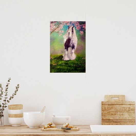 "Gypsy Blossom" Irish Vanner stallion caravan cob Poster (Keuken)