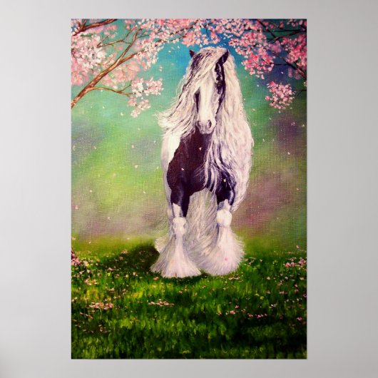 "Gypsy Blossom" Irish Vanner stallion caravan cob Poster (Voorkant)