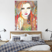 Gypsy Bohemian Beauty Painting van Molly Harrison Canvas Afdruk (Insitu (Slaapkamer))