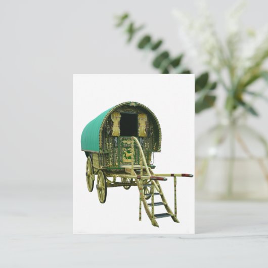 Gypsy bowtop caravan briefkaart (Staand voorkant)